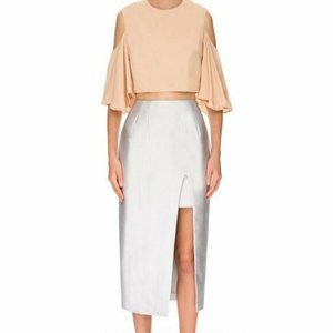 Keepsake Blouse Peach Cropped Cold Shoulder XS